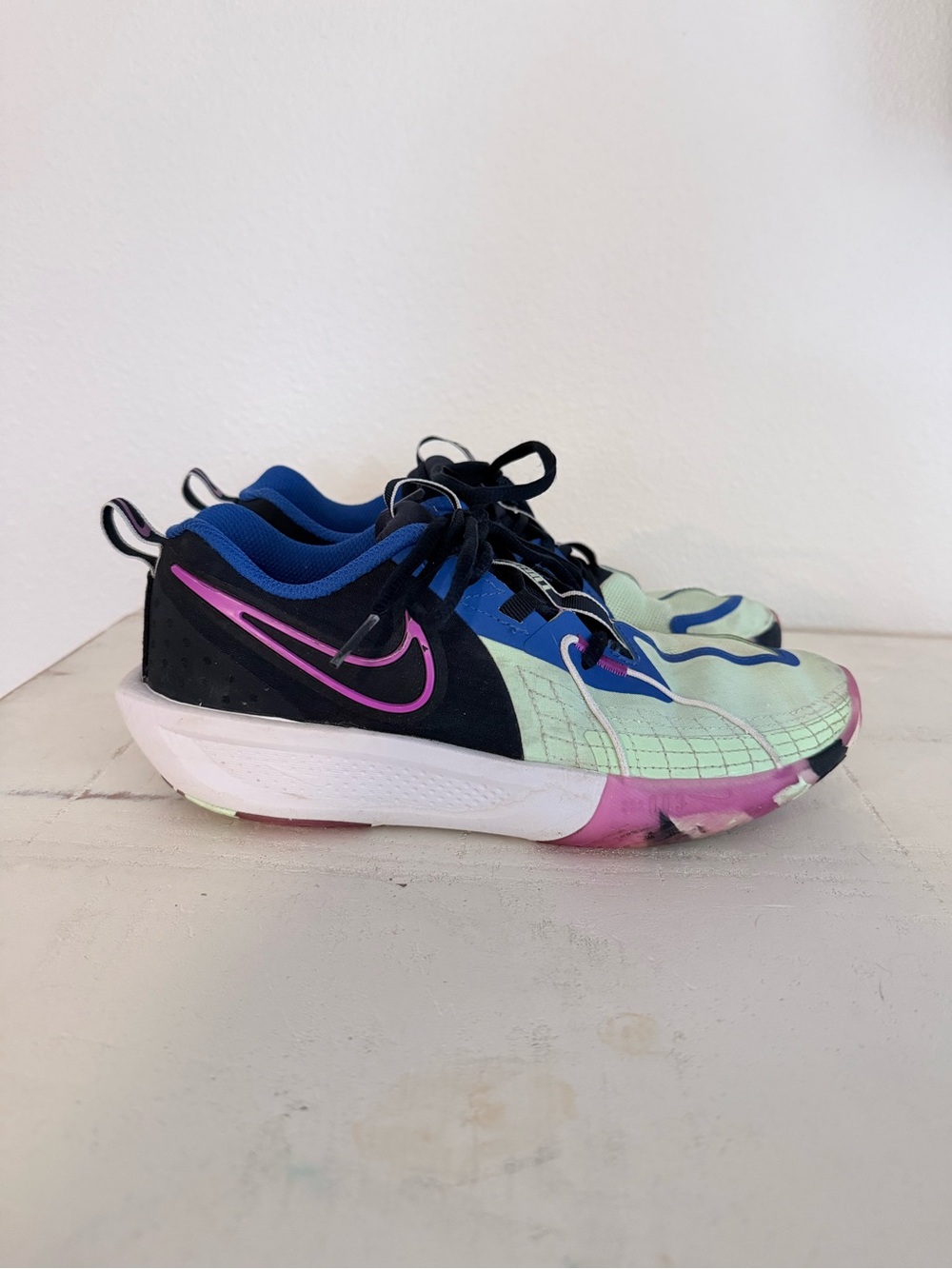 Nike Kids Mint Green, Blue & Pink Sneakers - Picture 1 of 8